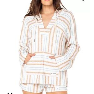Roxy Cream and Tan Striped Sweater